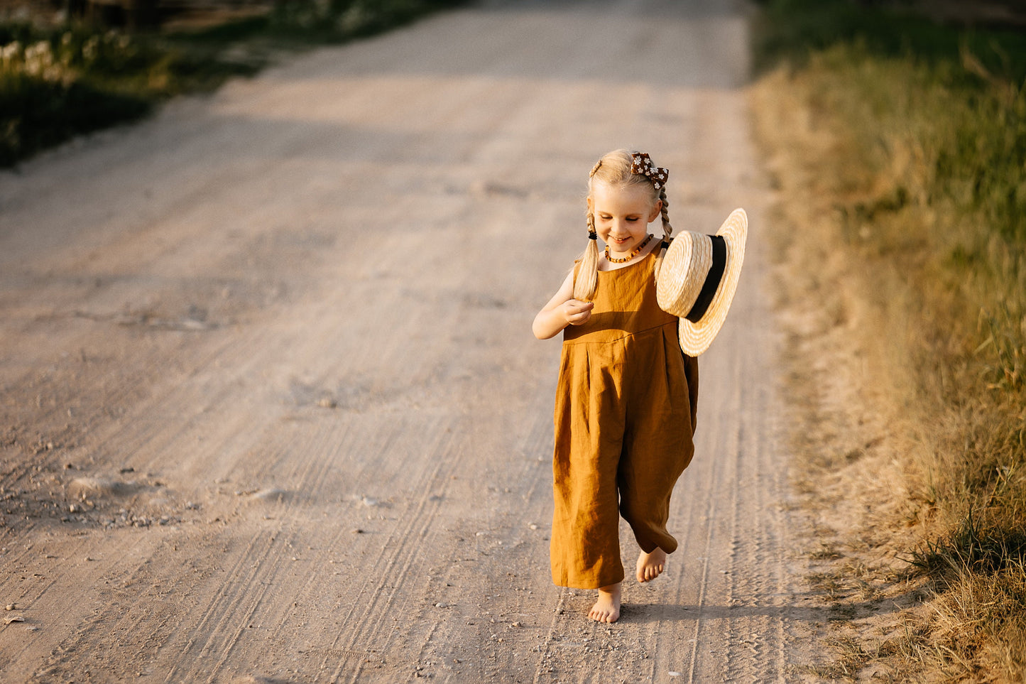 Wide leg style girls linen jumpsuit BLOSSOM