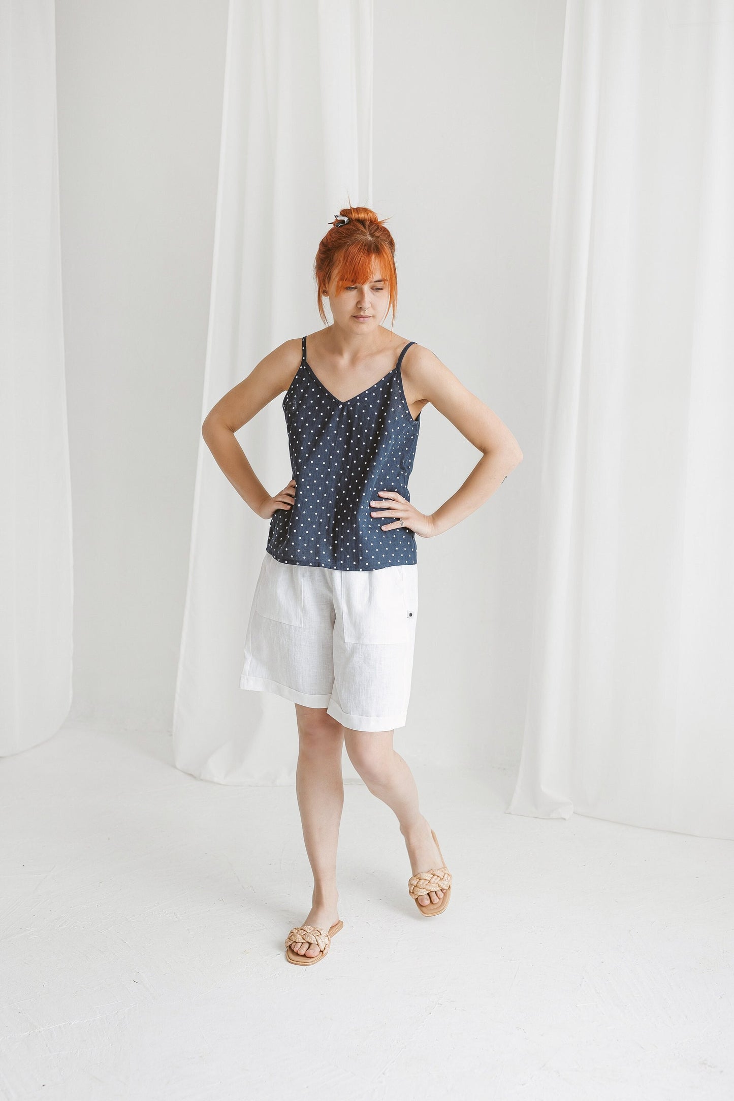 Sleeveless linen crop top BELLA/READY TO SHIP