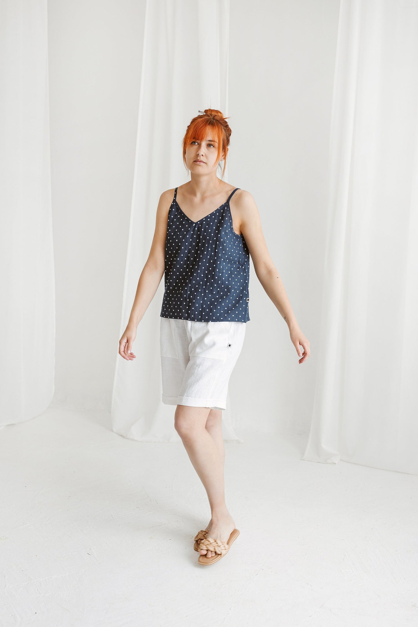 Sleeveless linen crop top BELLA/READY TO SHIP