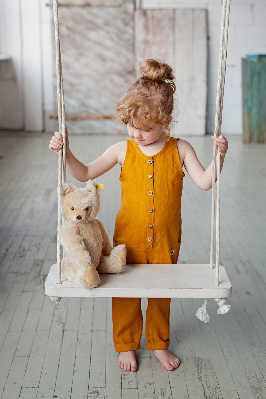 Adorable baby girls and toddlers linen overalls for summer ROXY