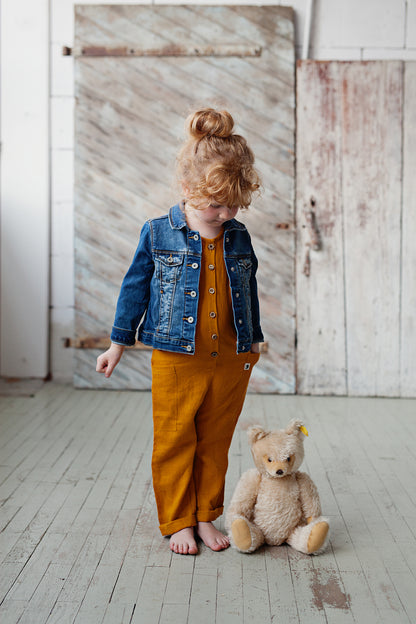 Adorable baby girls and toddlers linen overalls for summer ROXY