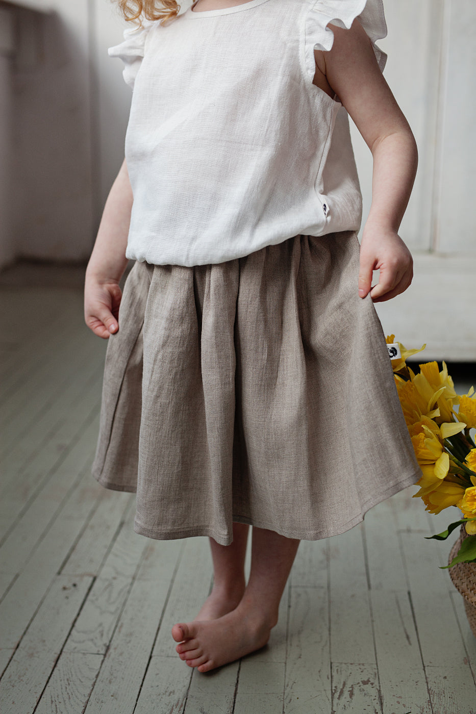 Girls linen circle skirt