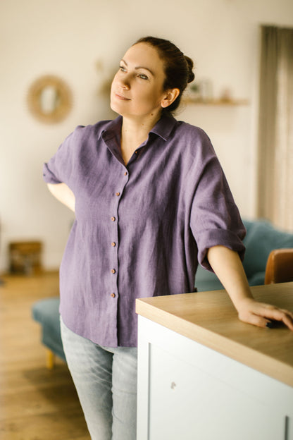 Classic linen button up shirt 