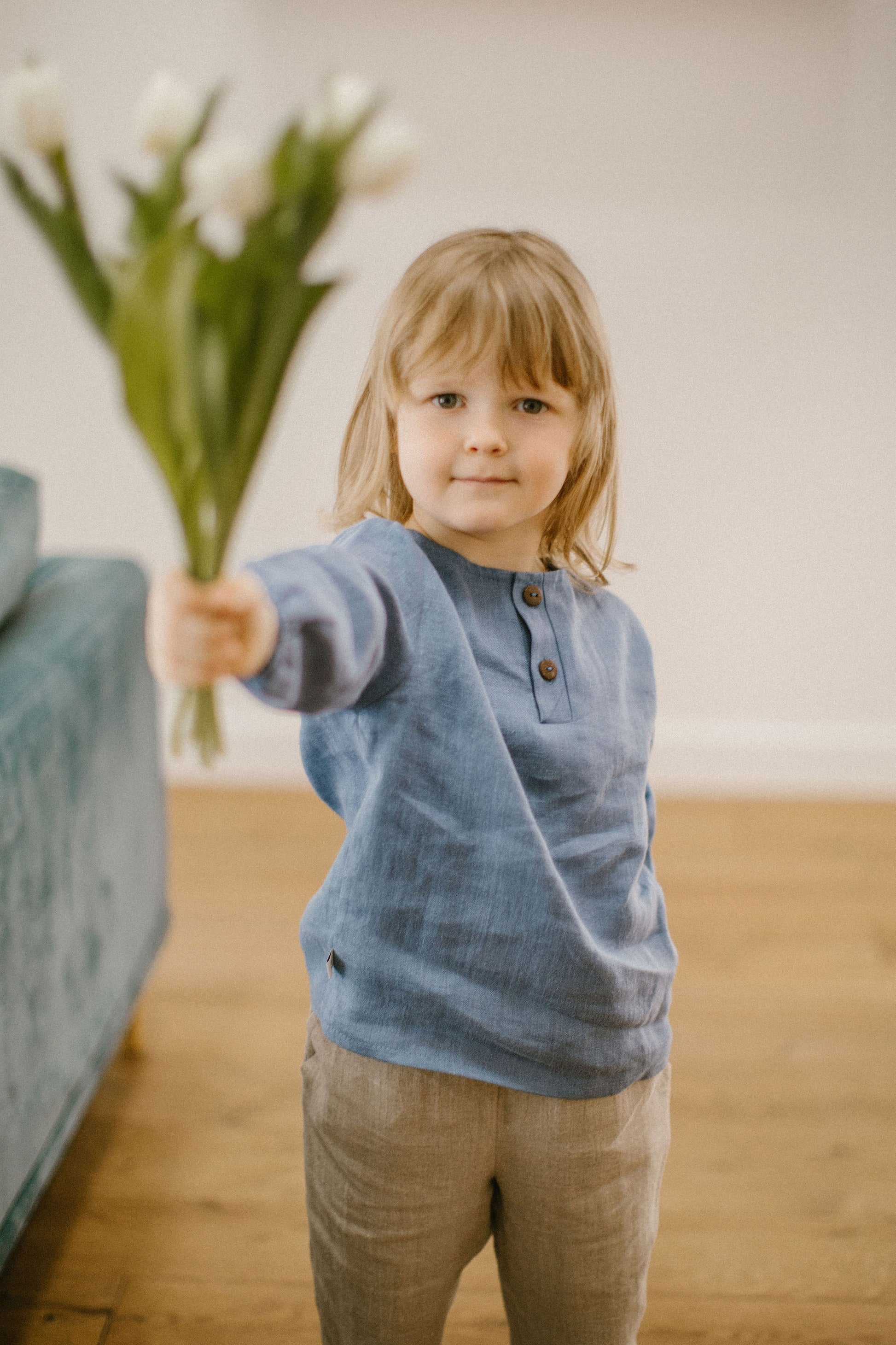 Long sleeves boys linen shirt