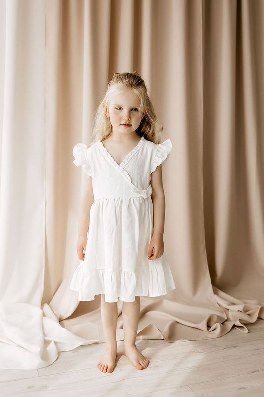 White Linen Girl Dress