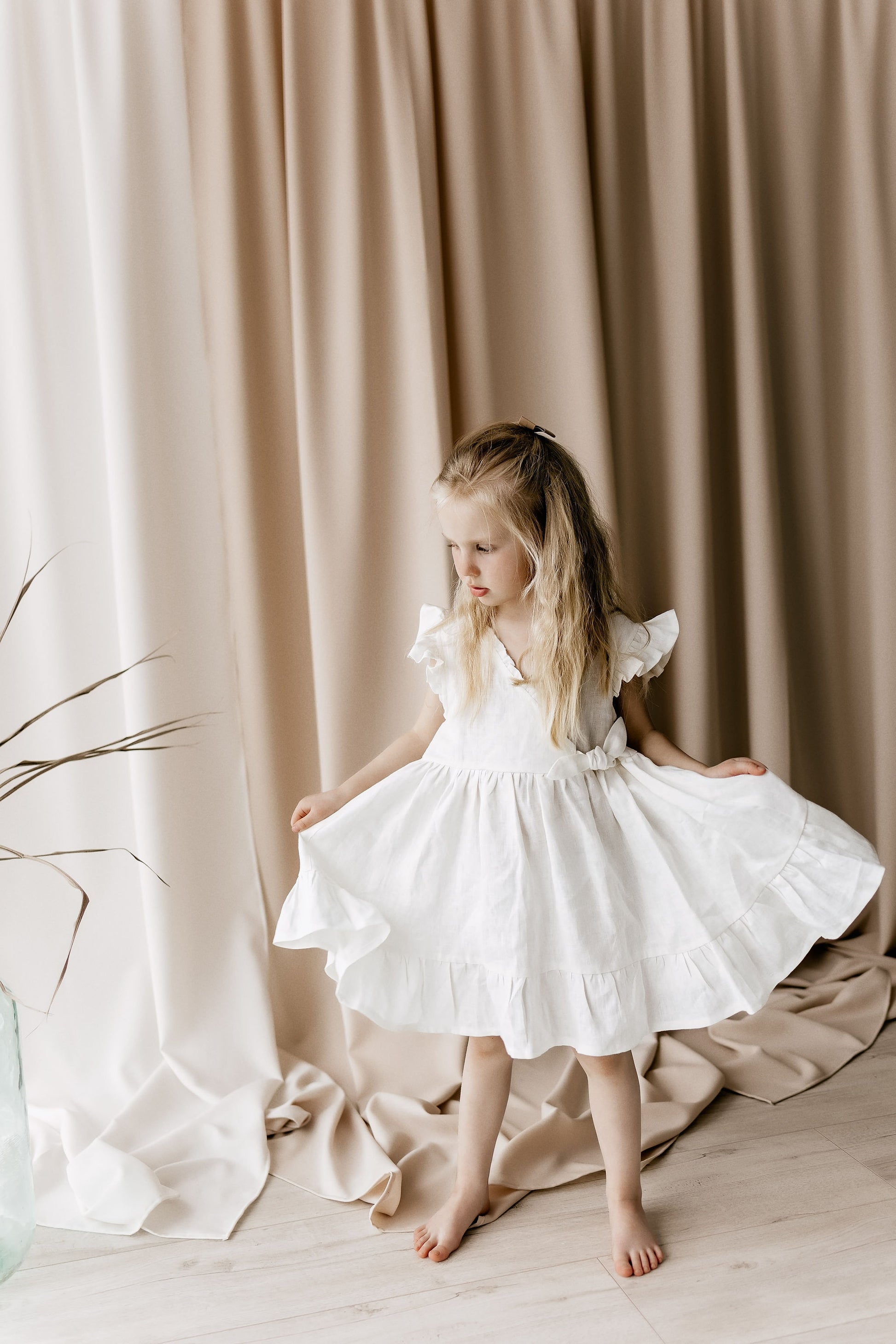 Linen Girl Christening Dress