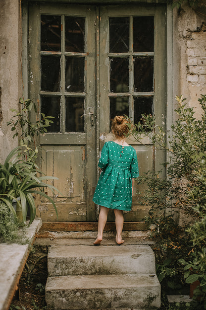 Girls summer linen dress, size 110/READY TO SHIP