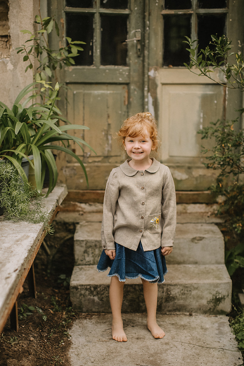 Girls shirt with long sleeves (not embroidery pocket)