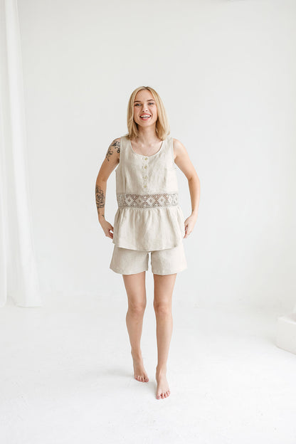 Linen pajama set for women