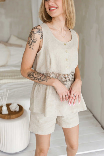 Linen pajama set for women