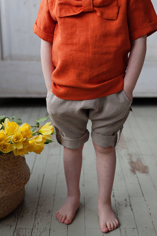Linen harem shorts for kids