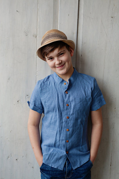 Washed Linen Shirt for Boys/ READY TO SHIP