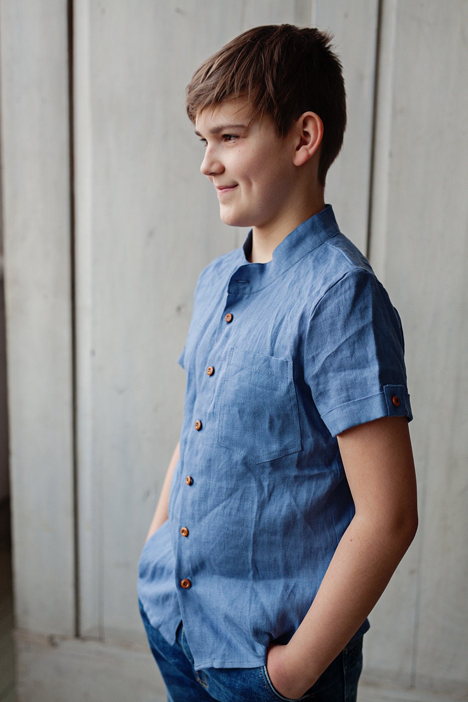 Washed Linen Shirt for Boys/ READY TO SHIP