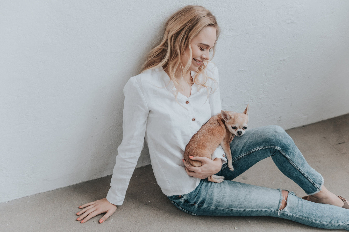 Classic linen button up shirt ANGELIA