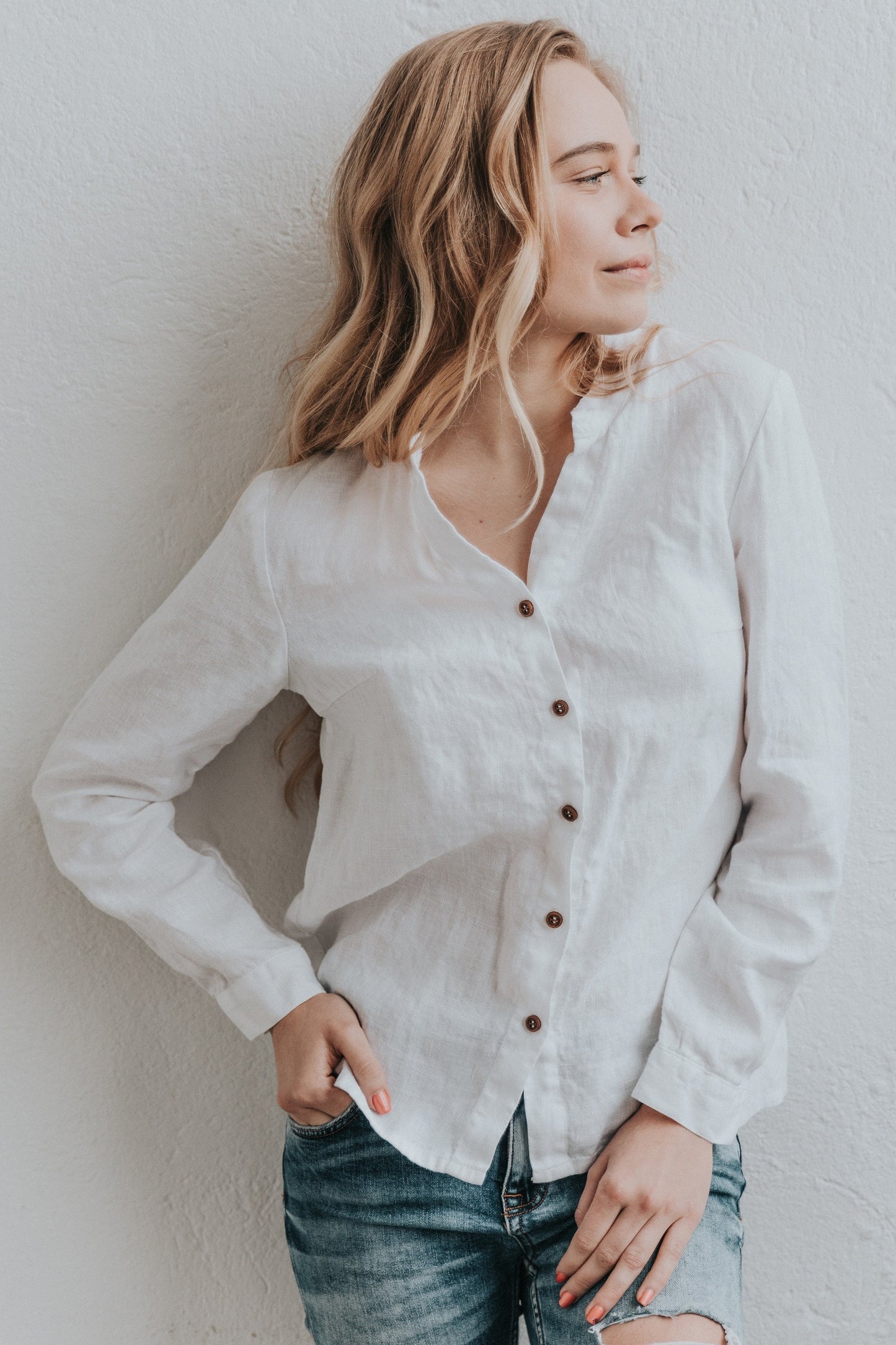 Classic linen button up shirt ANGELIA