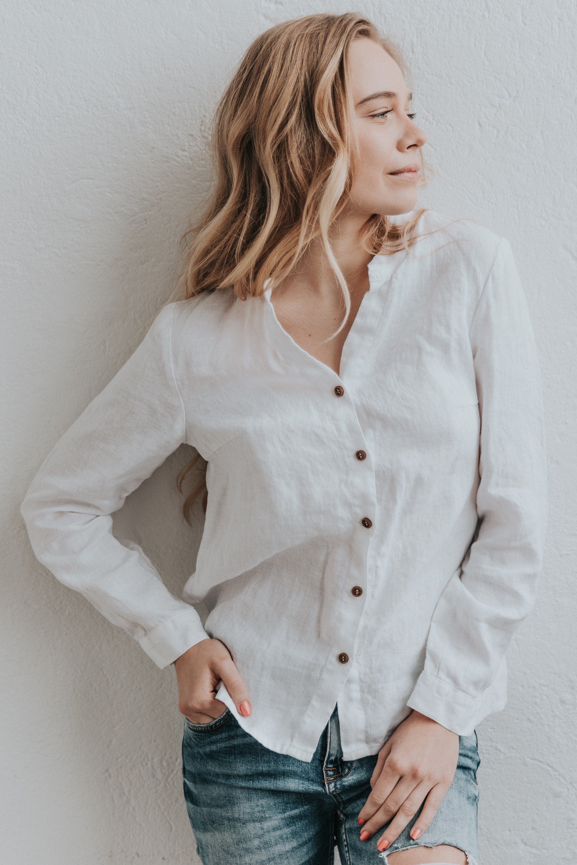 Classic linen button up shirt ANGELIA