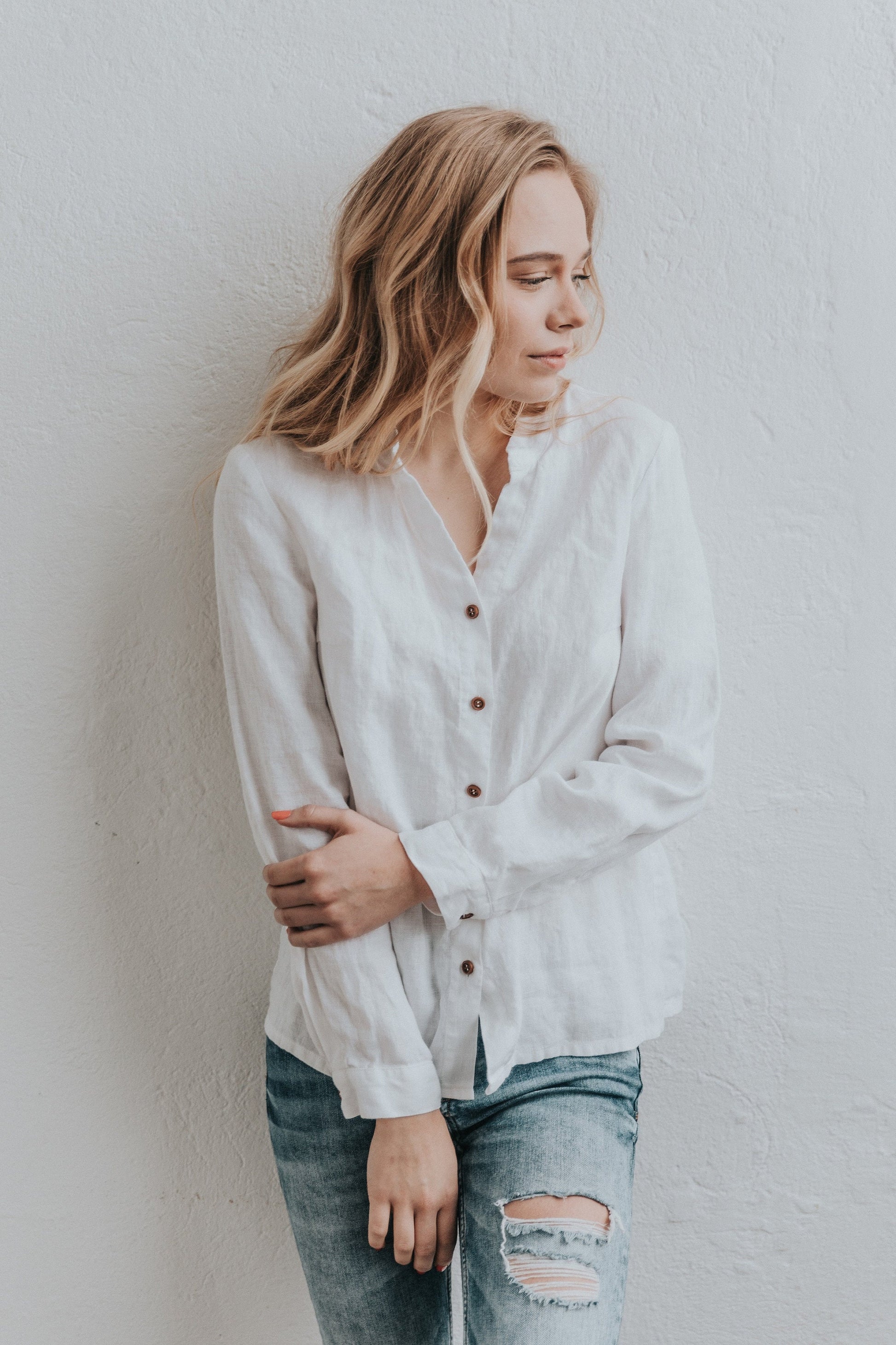 Classic linen button up shirt ANGELIA