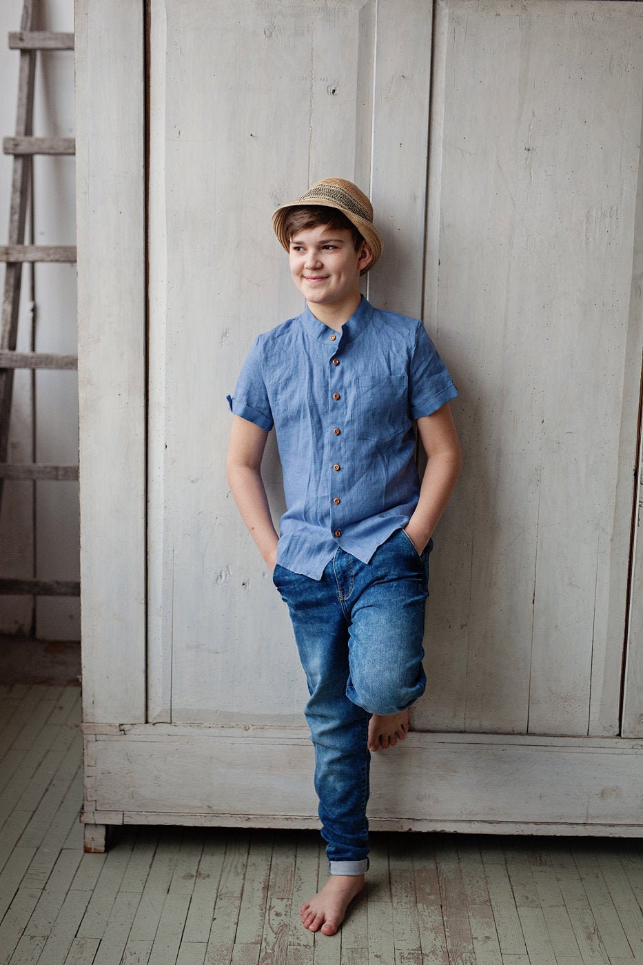 Washed Linen Shirt for Boys/ READY TO SHIP