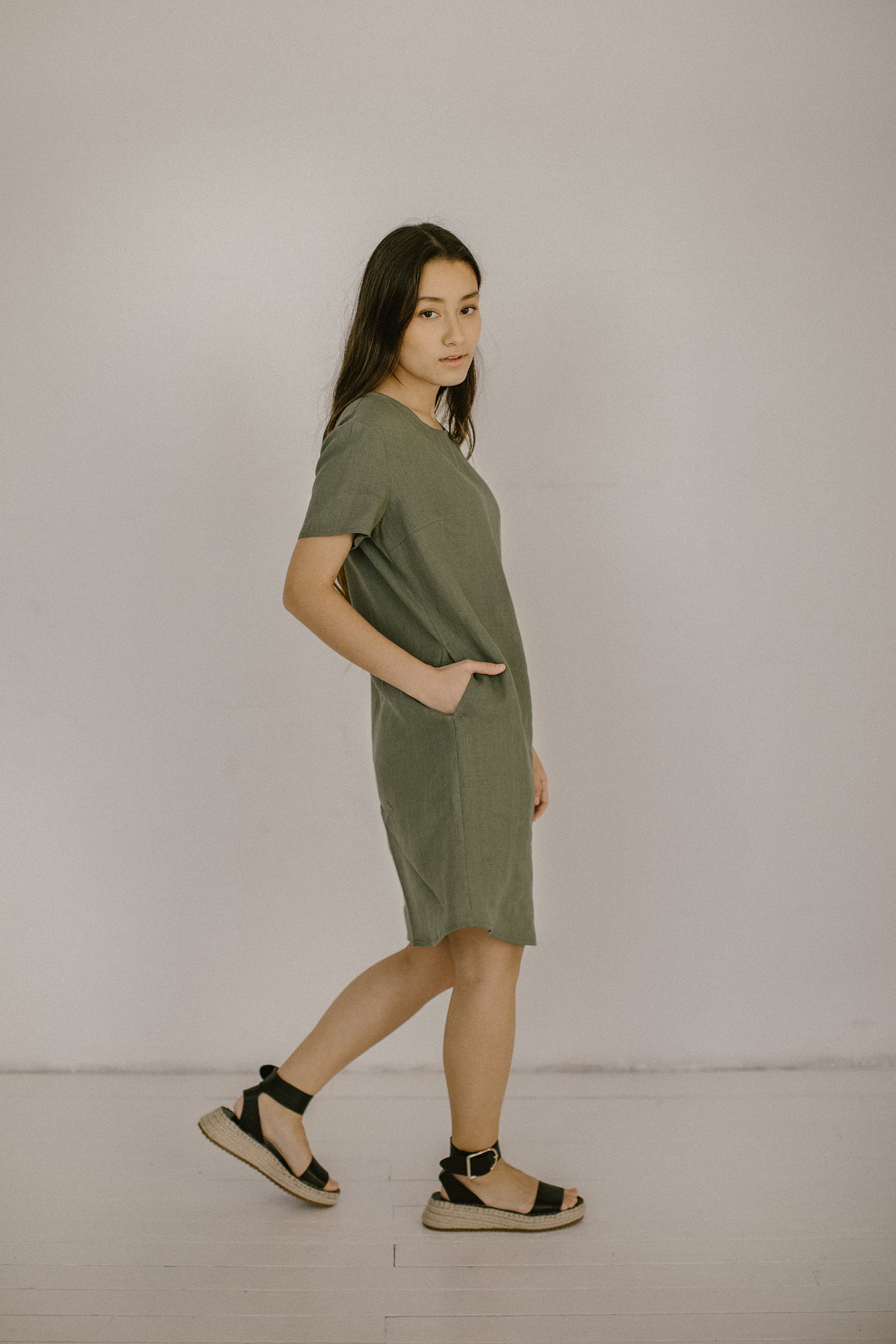 Oversized simple linen dress for summer ALISA, size 34/READY TO SHIP