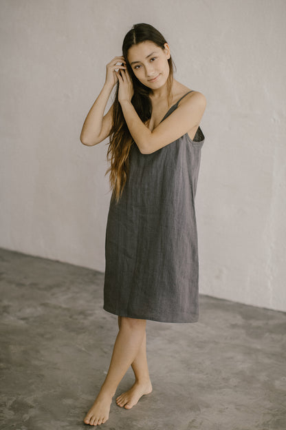 Linen nightgown for women STELLA, size 36/READY TO SHIP