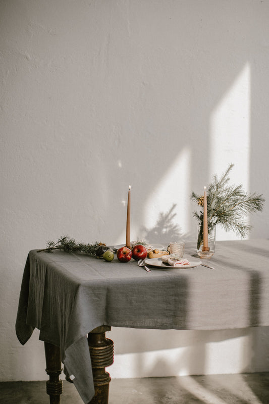 Natural linen tablecloth for celebrations