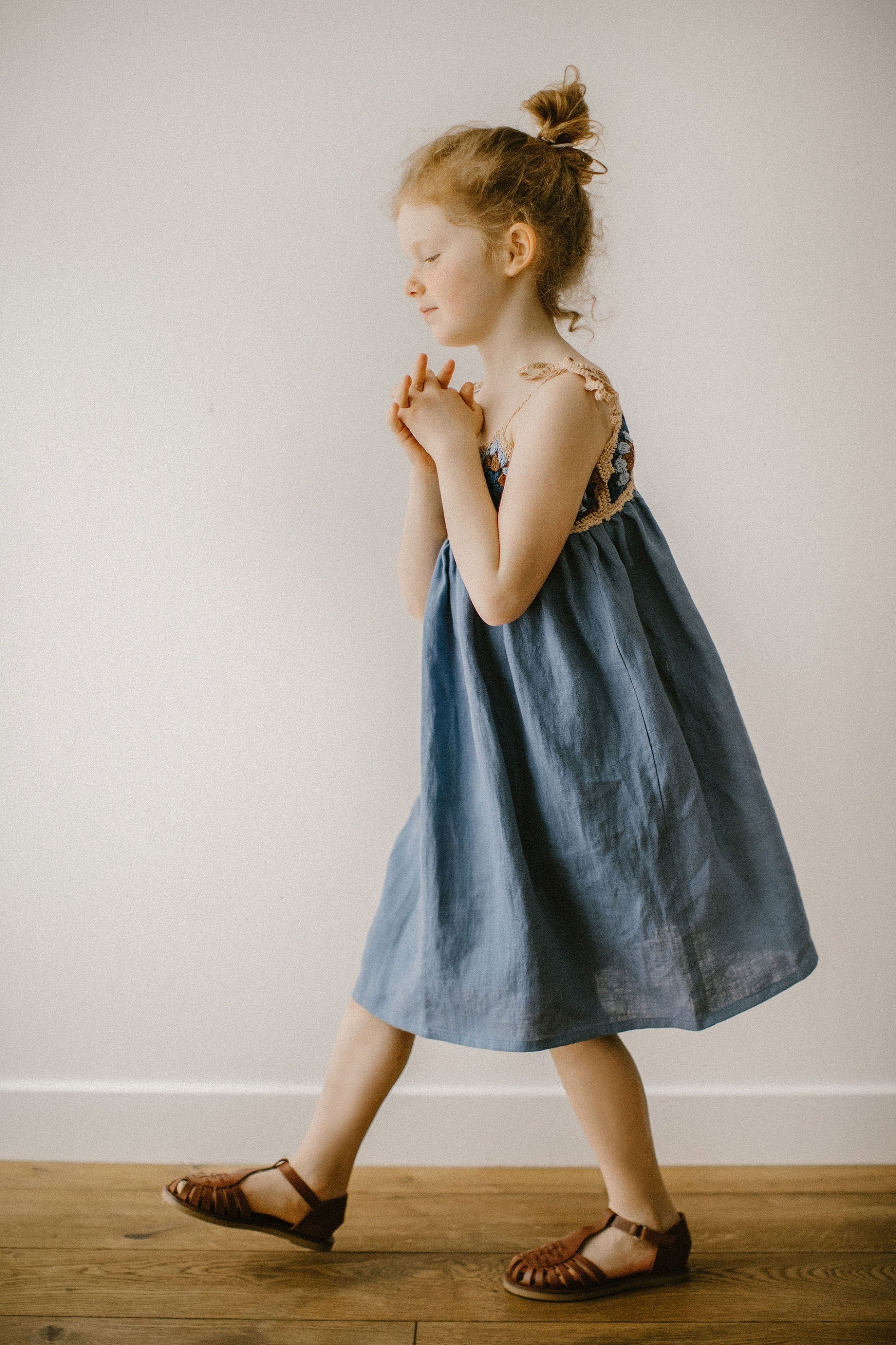 Girls summer linen dress/READY TO SHIP