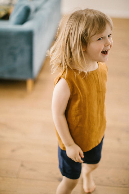 Sleeveless linen top for boys CYPRUS