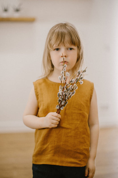 Sleeveless linen top for boys CYPRUS