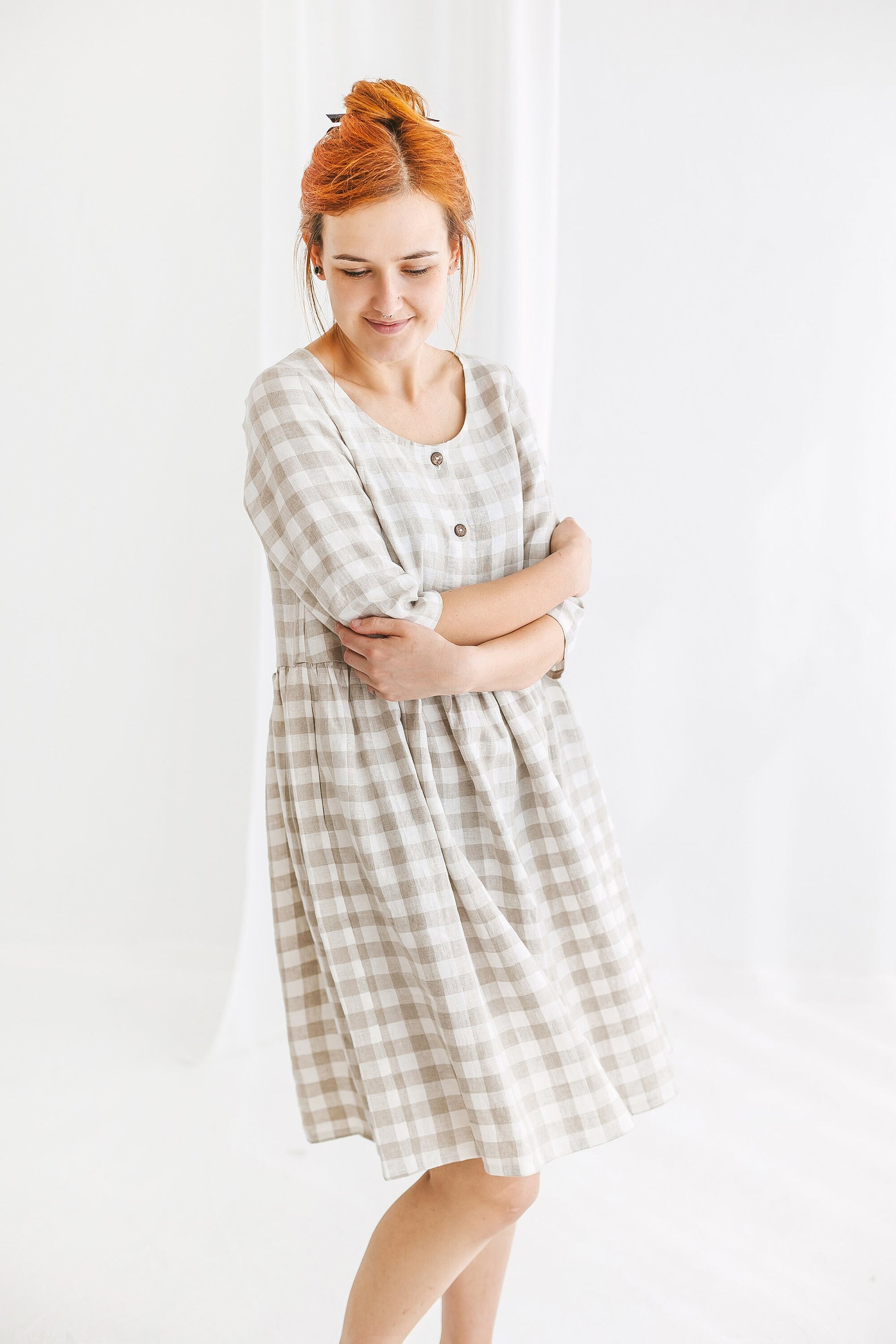 Linen button up midi dress JANET