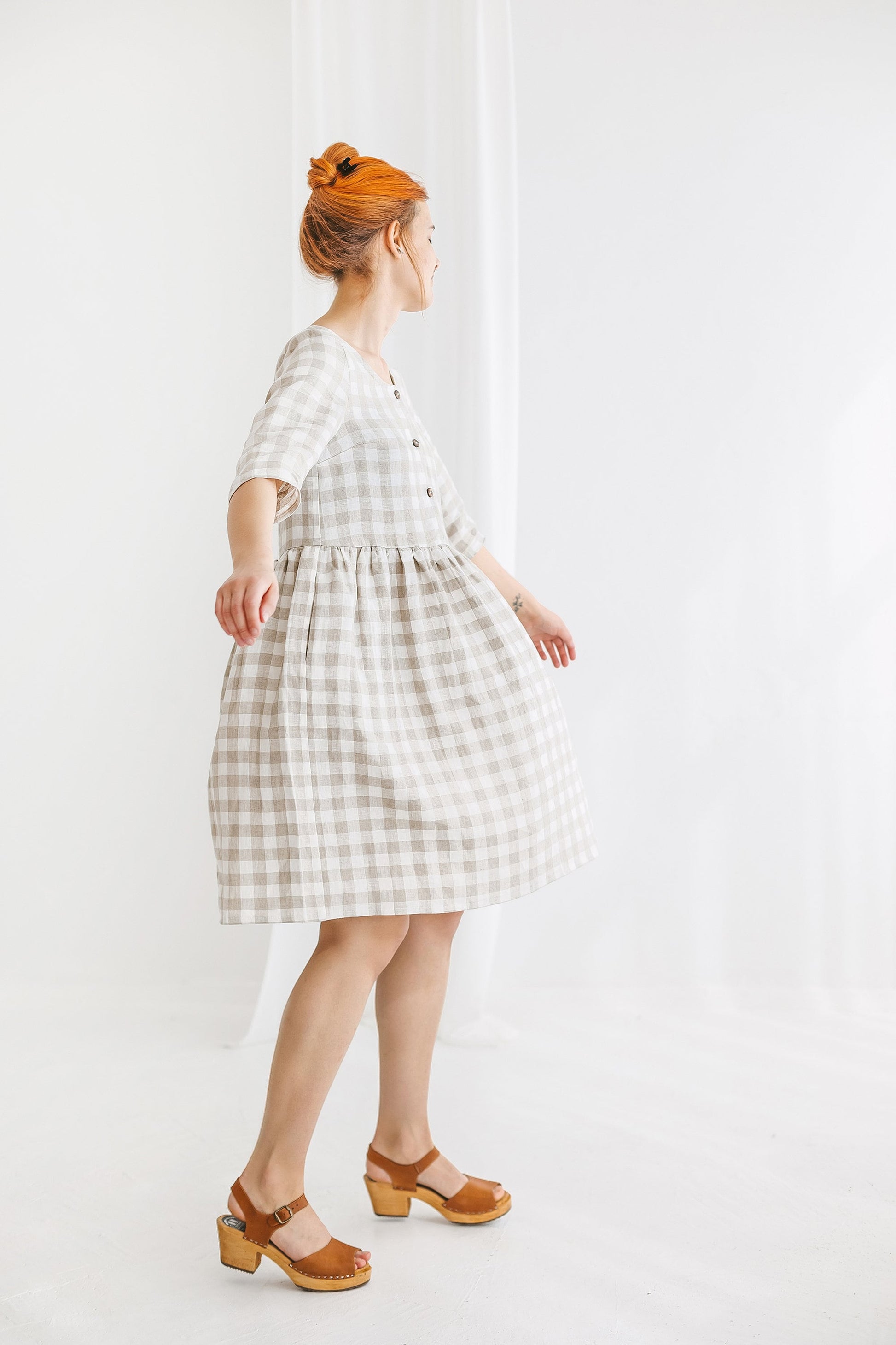 Linen button up midi dress JANET