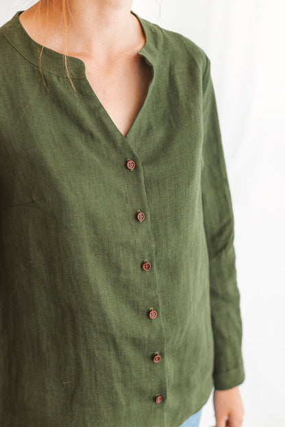 Linen button up shirt for women ANGELIA