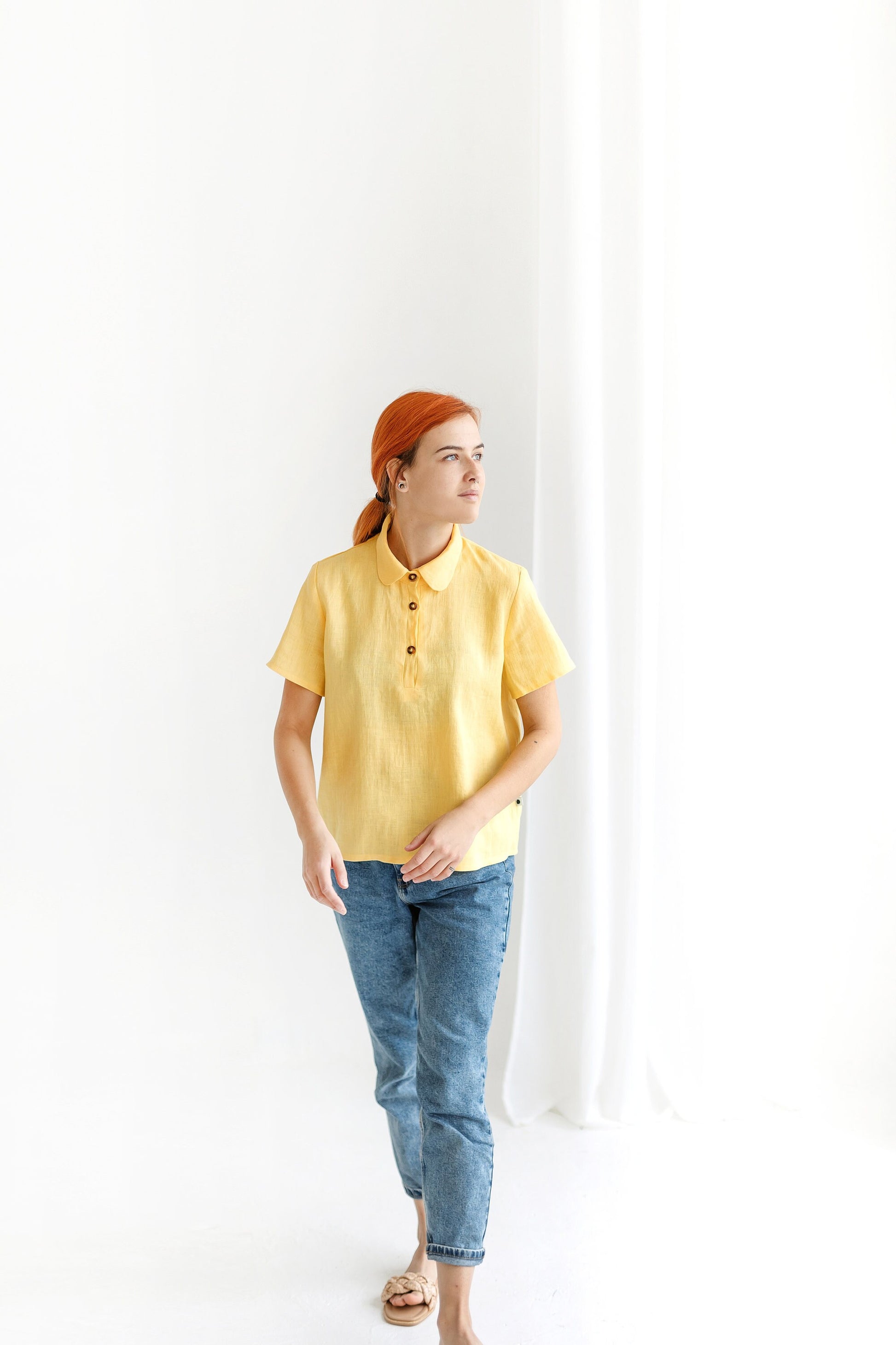 Classic short sleeves linen shirt CANDY