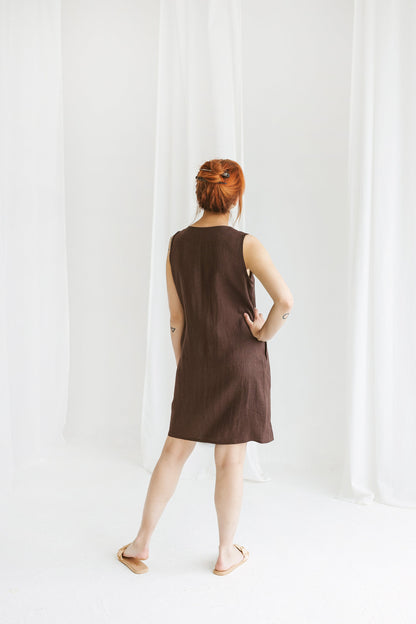 WRAP LINEN DRESS UNA/READY TO SHIP