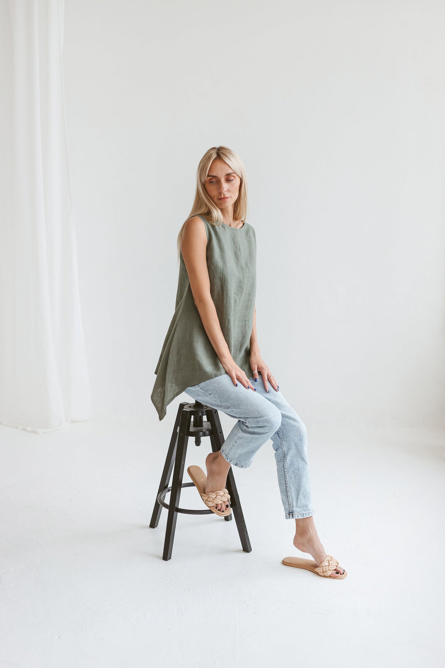 Sleeveless linen tunic GRETA