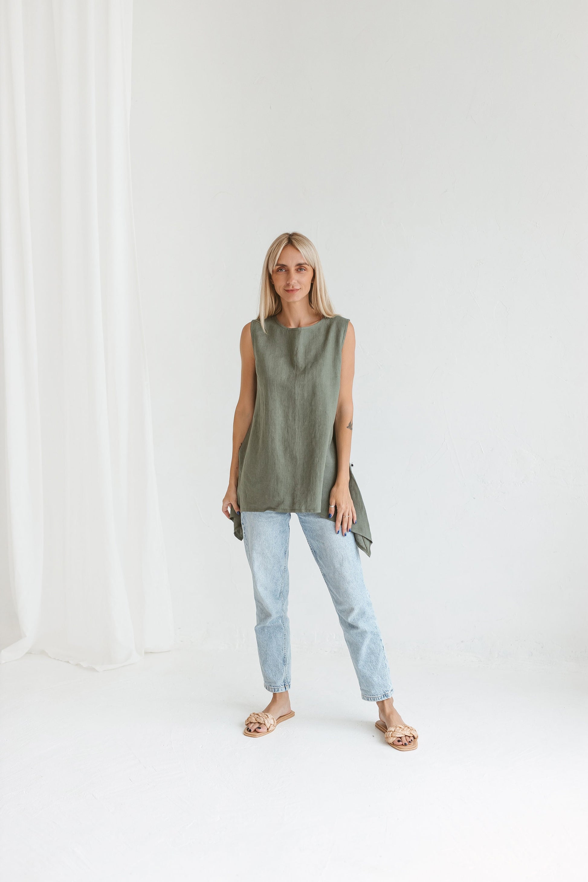 Sleeveless linen tunic GRETA