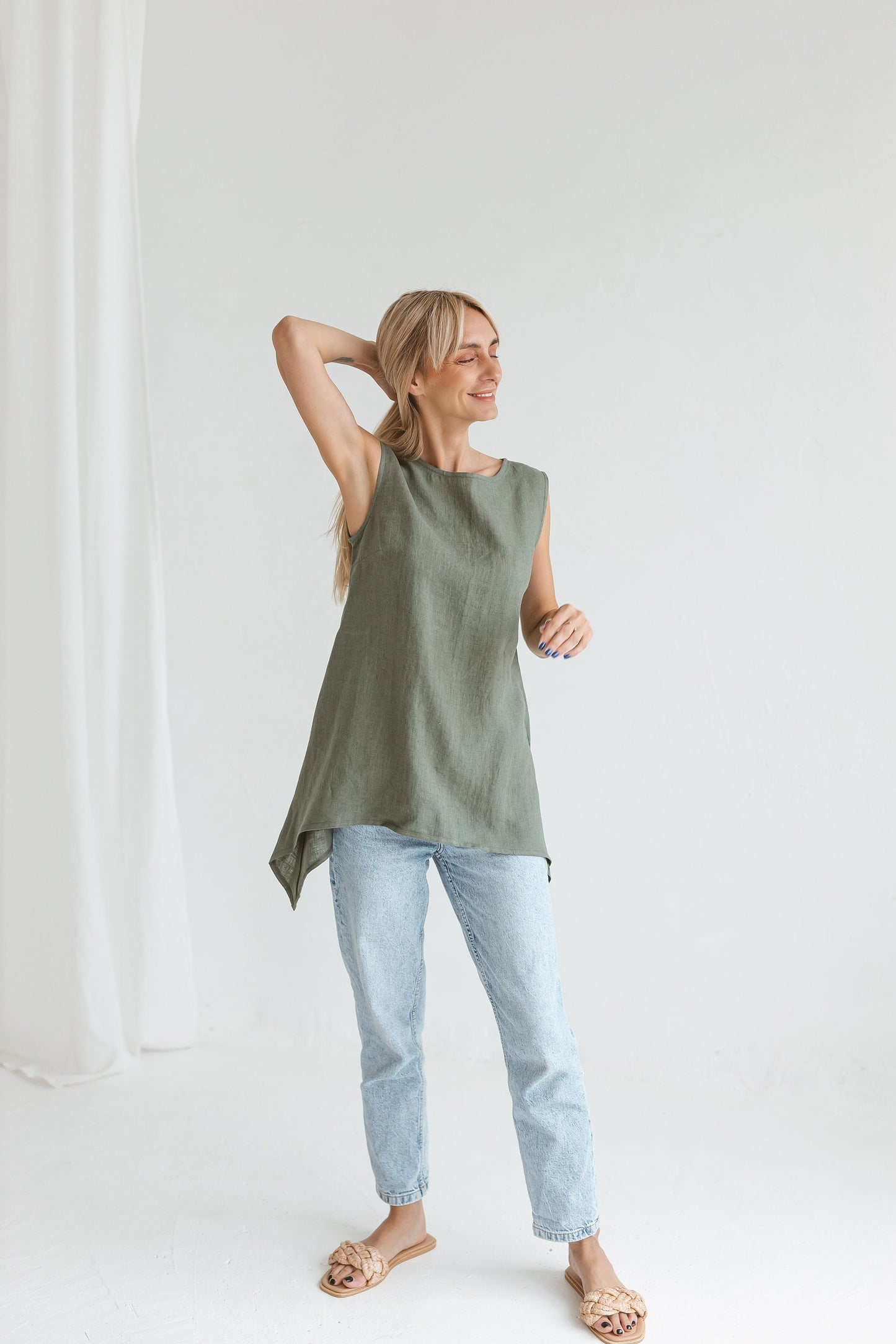 Sleeveless linen tunic GRETA