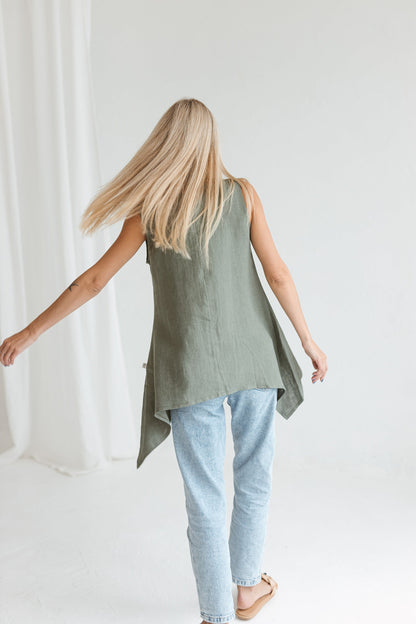 Sleeveless linen tunic GRETA