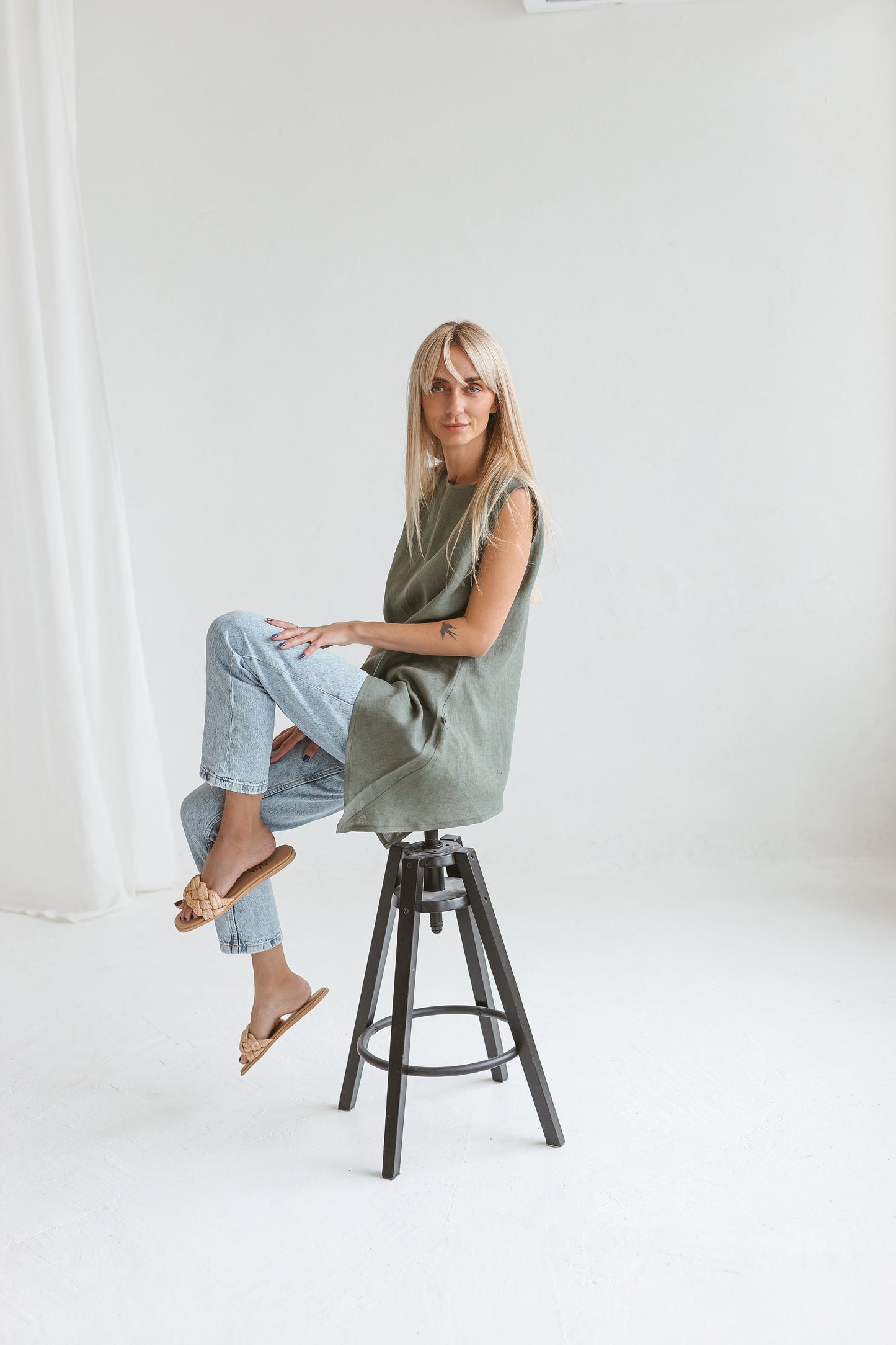 Sleeveless linen tunic GRETA