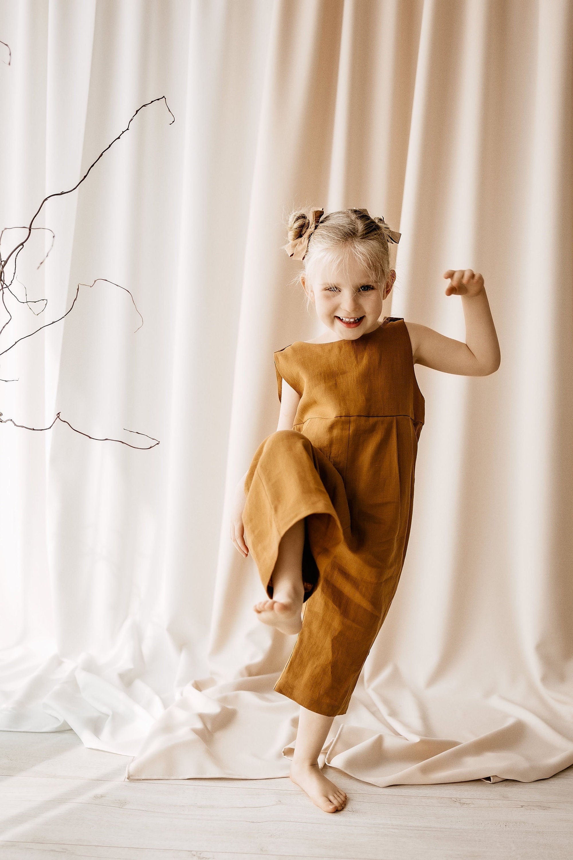 Kids sales linen jumpsuit